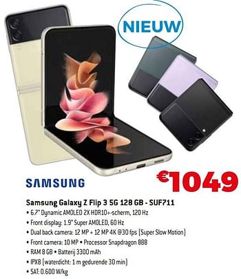 Promoties Samsung galaxy z flip 3 5g 128 gb - suf711 - Samsung - Geldig van 01/09/2021 tot 30/09/2021 bij Expert