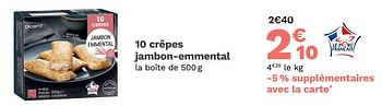 Promotions Crêpes jambon-emmental - Produit Maison - Picard - Valide de 23/08/2021 à 12/09/2021 chez Picard