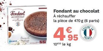 Promotions Fondant au chocolat - Produit Maison - Picard - Valide de 23/08/2021 à 12/09/2021 chez Picard