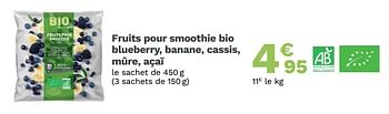 Promotions Fruits pour smoothie bio blueberry banane cassis mûre açaï - Produit Maison - Picard - Valide de 23/08/2021 à 12/09/2021 chez Picard