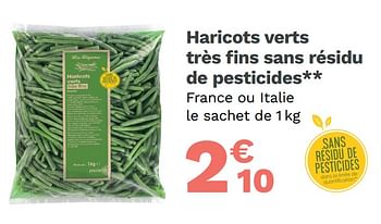 Promotions Haricots verts très fins sans résidu de pesticides - Produit Maison - Picard - Valide de 23/08/2021 à 12/09/2021 chez Picard