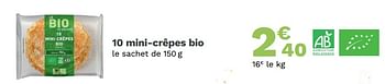 Promotions Mini-crêpes bio - Produit Maison - Picard - Valide de 23/08/2021 à 12/09/2021 chez Picard