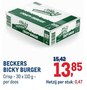 Promoties Beckers bicky burger - Beckers - Geldig van 01/09/2021 tot 30/09/2021 bij Metro