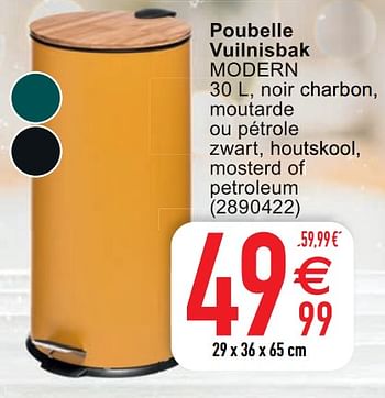 Promoties Poubelle vuilnisbak modern - Huismerk - Cora - Geldig van 07/09/2021 tot 20/09/2021 bij Cora