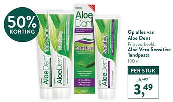 Promoties Aloë vera sensitive tandpasta - AloeDent - Geldig van 06/09/2021 tot 03/10/2021 bij Holland & Barret