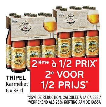 Promotions Tripel karmeliet 2ième à 1-2 prix - TRipel Karmeliet - Valide de 08/09/2021 à 21/09/2021 chez Alvo
