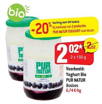 Promoties Yoghurt bio pur natur - Pur Natur - Geldig van 08/09/2021 tot 28/09/2021 bij Smatch