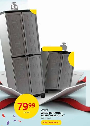 Promotions Keter armoire haute + basse new jolly - Keter - Valide de 08/09/2021 à 20/09/2021 chez Brico