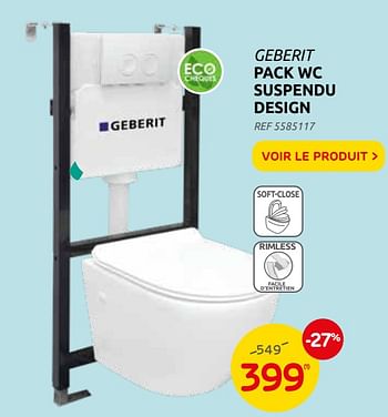 Promotions Pack wc suspendu design - Geberit - Valide de 08/09/2021 à 20/09/2021 chez Brico