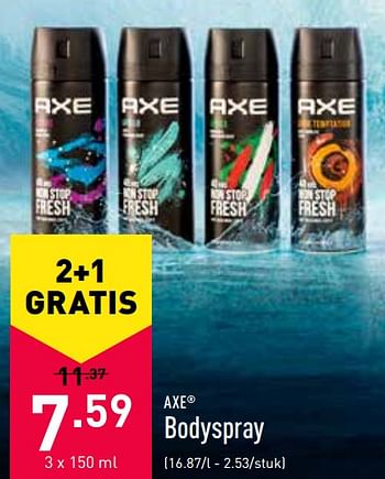 Promoties Bodyspray - Axe - Geldig van 13/09/2021 tot 24/09/2021 bij Aldi