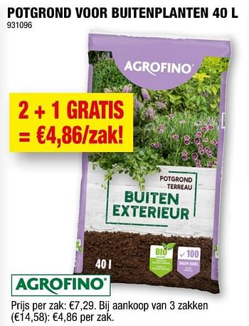 Promoties Potgrond voor buitenplanten - Agrofino - Geldig van 08/09/2021 tot 19/09/2021 bij Hubo