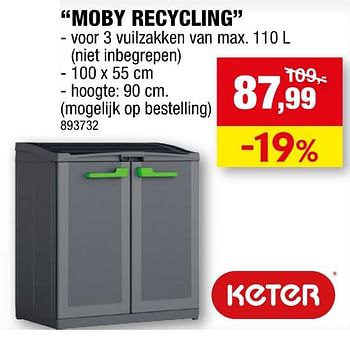 Promoties Pvc-kast moby recycling - Keter - Geldig van 08/09/2021 tot 19/09/2021 bij Hubo