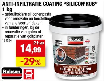 Promoties Anti-infiltratie coating silicon’rub - Rubson - Geldig van 08/09/2021 tot 19/09/2021 bij Hubo