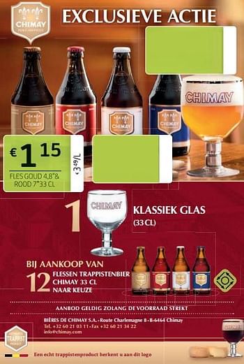 Promoties Chimay fles goud 4,8°+ rood 7° - Chimay - Geldig van 10/09/2021 tot 23/09/2021 bij BelBev