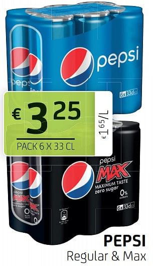 Promoties Pepsi regular + max - Pepsi - Geldig van 10/09/2021 tot 23/09/2021 bij BelBev