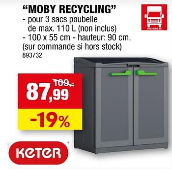 Promotions Armoire en pvc moby recycling - Keter - Valide de 08/09/2021 à 19/09/2021 chez Hubo