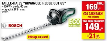 Promotions Bosch taille-haies advanced hedge cut 65 - Bosch - Valide de 08/09/2021 à 19/09/2021 chez Hubo