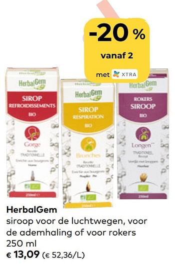 Promoties Herbalgem siroop voor de luchtwegen, voor de ademhaling of voor rokers - HerbalGem - Geldig van 08/09/2021 tot 05/10/2021 bij Bioplanet
