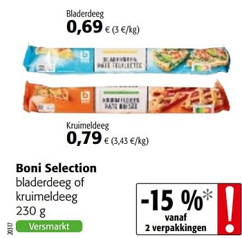 Promoties Boni selection bladerdeeg of kruimeldeeg - Boni - Geldig van 08/09/2021 tot 21/09/2021 bij Colruyt