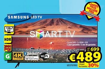 Promoties Samsung led tv ue55tu7092 - Samsung - Geldig van 15/09/2021 tot 22/09/2021 bij ElectroStock