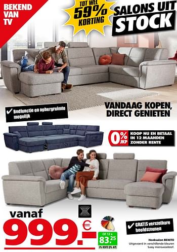 Promoties Hoeksalon benito - Huismerk - Seats and Sofas - Geldig van 13/09/2021 tot 19/09/2021 bij Seats and Sofas