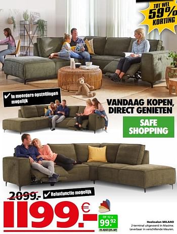 Promoties Hoeksalon milano - Huismerk - Seats and Sofas - Geldig van 13/09/2021 tot 19/09/2021 bij Seats and Sofas