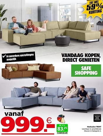 Promoties Hoeksalon trent - Huismerk - Seats and Sofas - Geldig van 13/09/2021 tot 19/09/2021 bij Seats and Sofas