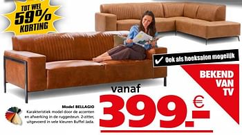 Promoties Model bellagio - Huismerk - Seats and Sofas - Geldig van 13/09/2021 tot 19/09/2021 bij Seats and Sofas
