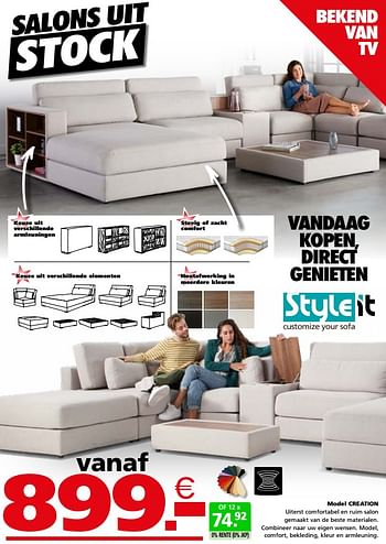 Promoties Model creation - Huismerk - Seats and Sofas - Geldig van 13/09/2021 tot 19/09/2021 bij Seats and Sofas