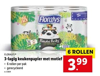Promoties 3-lagig keukenpapier met motief - Floralys - Geldig van 20/09/2021 tot 25/09/2021 bij Lidl