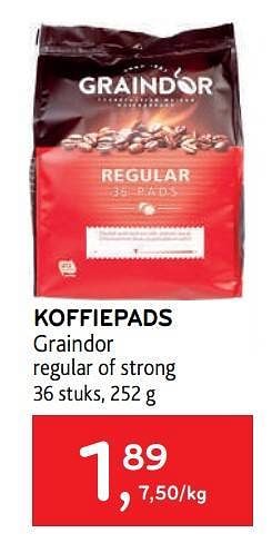 Promoties Koffiepads graindor regular of strong - Graindor - Geldig van 22/09/2021 tot 05/10/2021 bij Alvo