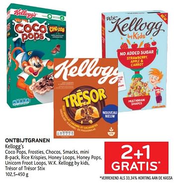 Promoties Ontbijtgranen kellogg’s 2+1 gratis - Kellogg's - Geldig van 22/09/2021 tot 05/10/2021 bij Alvo