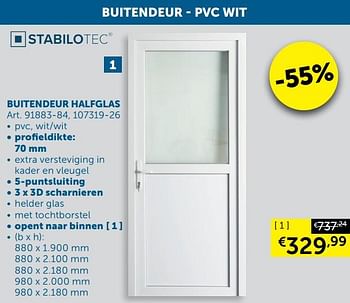 Promotions Buitendeur halfglas - Stabilotec - Valide de 21/09/2021 à 19/10/2021 chez Zelfbouwmarkt
