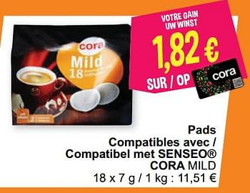 Promotions Pads compatibles avec - compatibel met senseo cora mild - Produit maison - Cora - Valide de 14/09/2021 à 20/09/2021 chez Cora