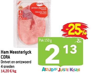 Promoties Ham meesterlyck cora - Huismerk - Smatch - Geldig van 15/09/2021 tot 21/09/2021 bij Smatch