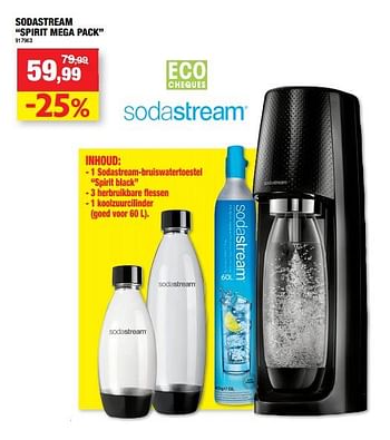 Promoties Sodastream spirit mega pack - Sodastream - Geldig van 08/09/2021 tot 19/09/2021 bij Hubo