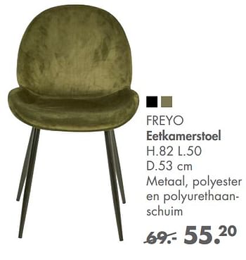Promotions Freyo eetkamerstoel - Produit maison - Casa - Valide de 13/09/2021 à 31/10/2021 chez Casa