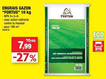 Promotions Engrais gazon fortus - Fortus - Valide de 08/09/2021 à 19/09/2021 chez Hubo