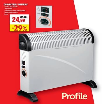 Promotions Profile convecteur mistral - Profile - Valide de 08/09/2021 à 19/09/2021 chez Hubo