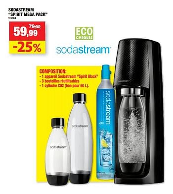 Promotions Sodastream spirit mega pack - Sodastream - Valide de 08/09/2021 à 19/09/2021 chez Hubo
