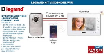 Promotions Kit portier visiophone + écran tactile couleur 7” + app - Legrand - Valide de 21/09/2021 à 19/10/2021 chez Zelfbouwmarkt