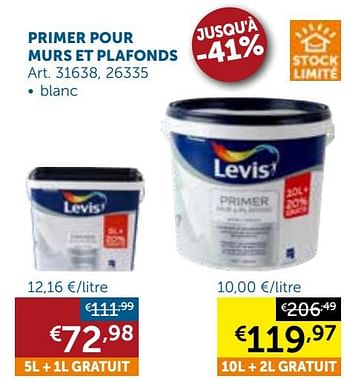 Promoties Primer pour murs et plafonds - Levis - Geldig van 21/09/2021 tot 19/10/2021 bij Zelfbouwmarkt