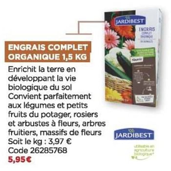 Promotions Engrais complet organique - Jardibest - Valide de 08/09/2021 à 31/10/2021 chez Brico Marché