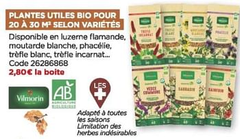 Promotions Plantes utiles bio pour selon variétés - Vilmorin - Valide de 08/09/2021 à 31/10/2021 chez Brico Marché