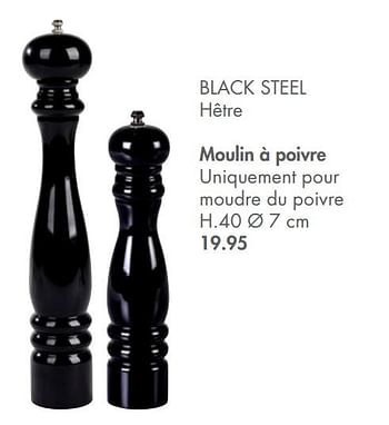 Promotions Black steel hêtre moulin à poivre - Produit maison - Casa - Valide de 13/09/2021 à 31/10/2021 chez Casa