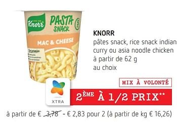 Promotions Knorr pâtes snack, rice snack indian curry ou asia noodle chicken - Knorr - Valide de 23/09/2021 à 06/10/2021 chez Spar (Colruytgroup)