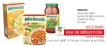 Promotions Miracoli sauce pour pâtes, sachets de pâtes ou diners - Miracoli - Valide de 23/09/2021 à 06/10/2021 chez Spar (Colruytgroup)
