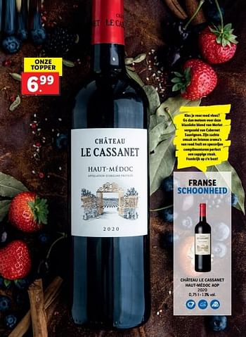 Promotions Château le cassanet haut-médoc aop - Vins rouges - Valide de 16/09/2021 à 22/11/2021 chez Lidl