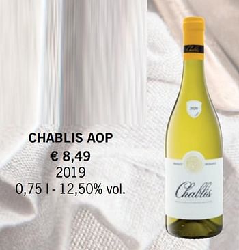 Promoties Chablis aop - Witte wijnen - Geldig van 16/09/2021 tot 22/11/2021 bij Lidl