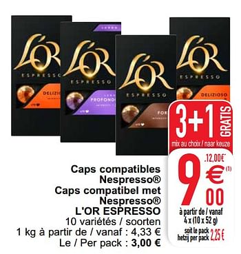 Promoties Caps compatibles nespresso caps compatibel met nespresso l`or espresso - Douwe Egberts - Geldig van 21/09/2021 tot 27/09/2021 bij Cora